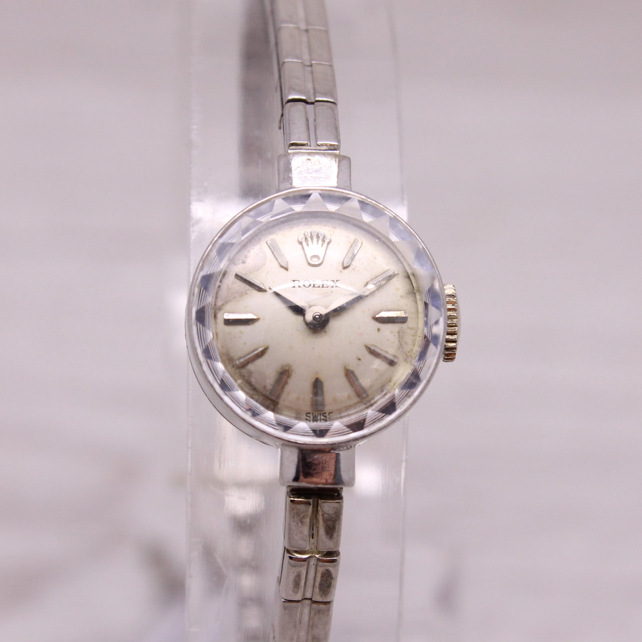 Vintage 1950's Rolex 14k White Gold Ladies Dress Bracelet Watch c.1401