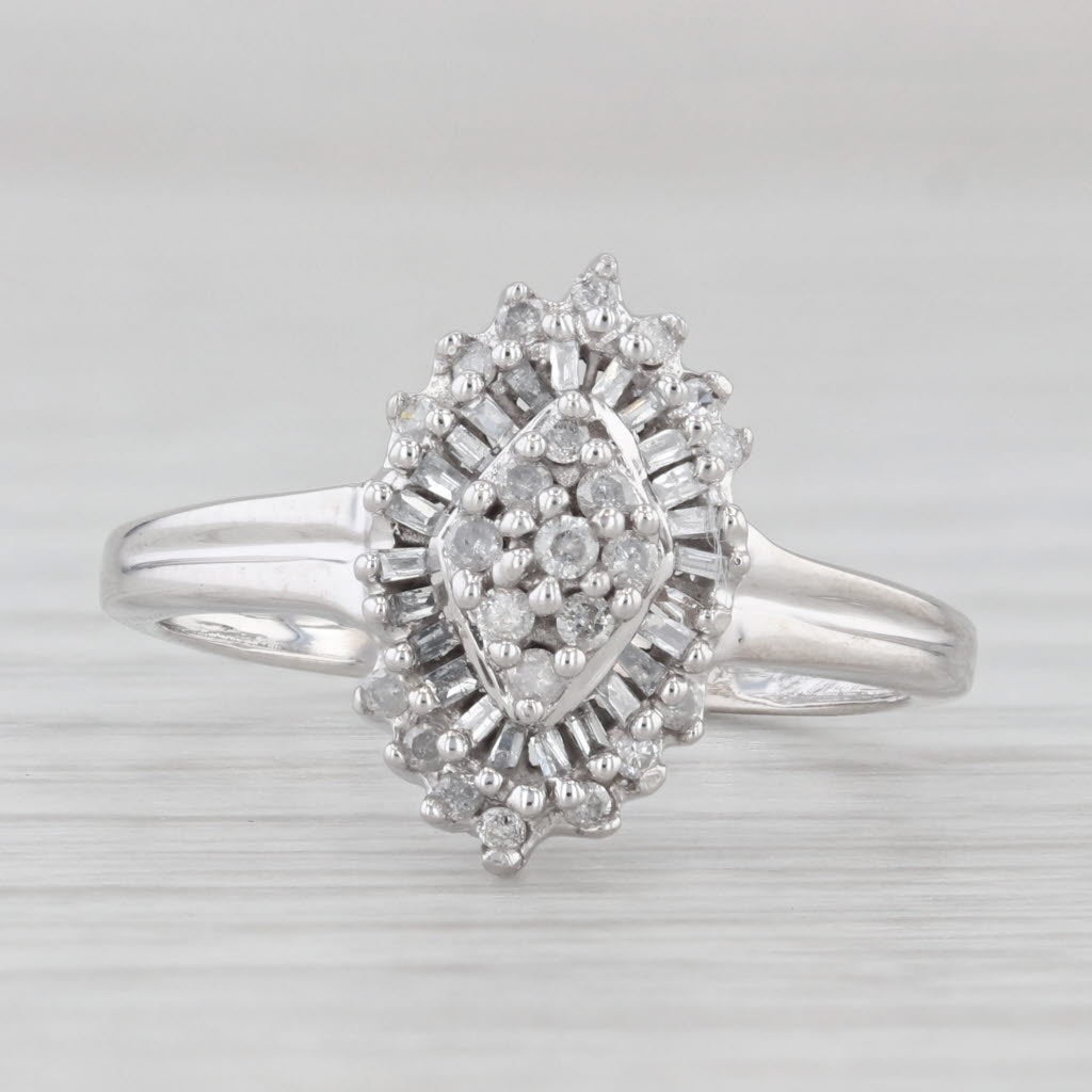 Light Gray 0.18ctw Diamond Cluster Halo Ring 10k White Gold Size 7