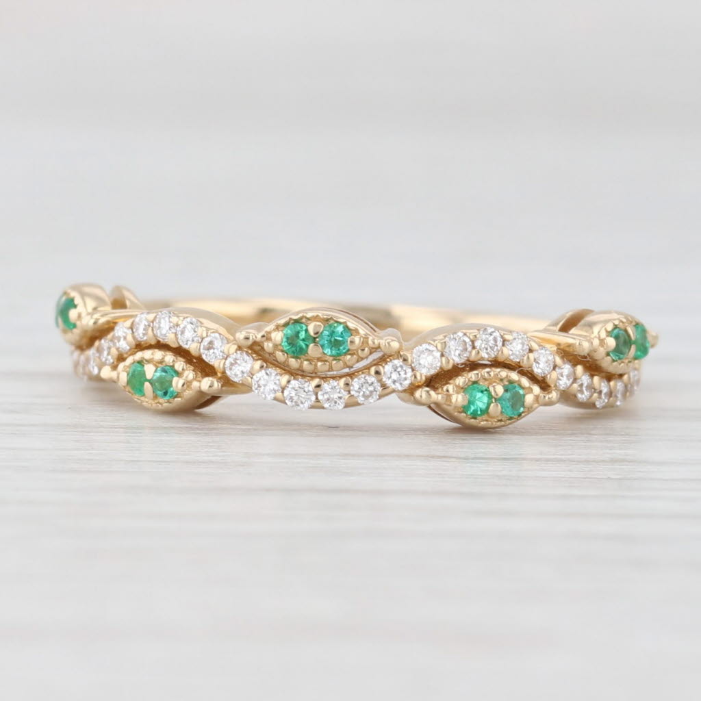 Light Gray New 0.19ctw Emerald Diamond Ring 14k Yellow Gold Stackable Wedding Band Sz 6.5