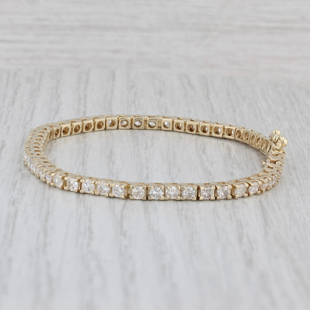 Gray 3ctw Diamond Tennis Bracelet 14k Yellow Gold 6.5" 2.8mm