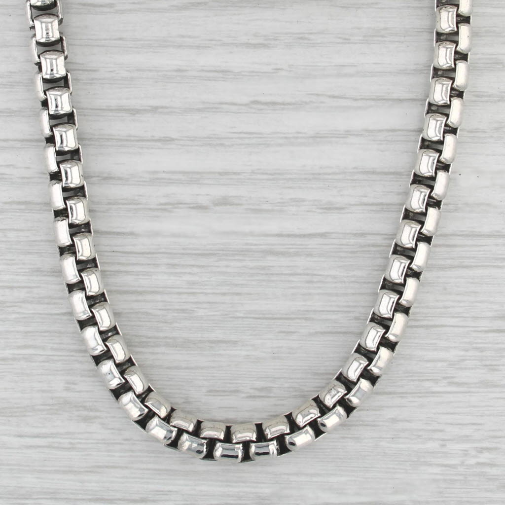 David Yurman Men's Box Chain Necklace Sterling Silver 24" 7mm