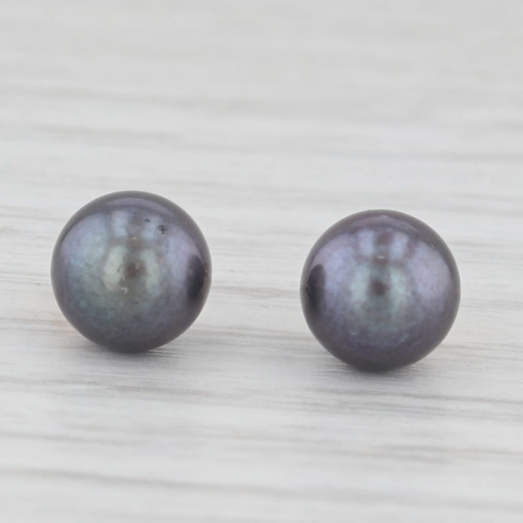Light Gray Cultured Black Pearl Earring Enhancer Charms 14k Yellow Gold