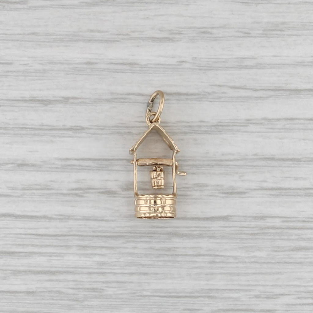 3D Well Charm Moving Parts 14k Yellow Gold Small Pendant