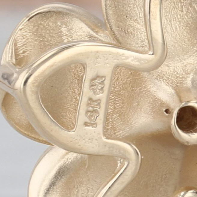 3-Stone Diamond Tri-Toned Flower Pendant Necklace 14k Gold 23.75" Rope Chain