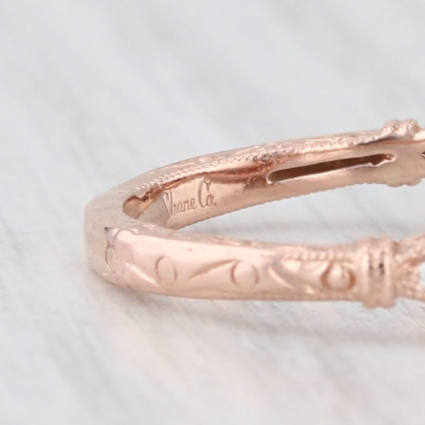 Light Gray Shane & Co 0.10ctw Diamond Wedding Band 14k Rose Gold Size 5 Ornate Ring