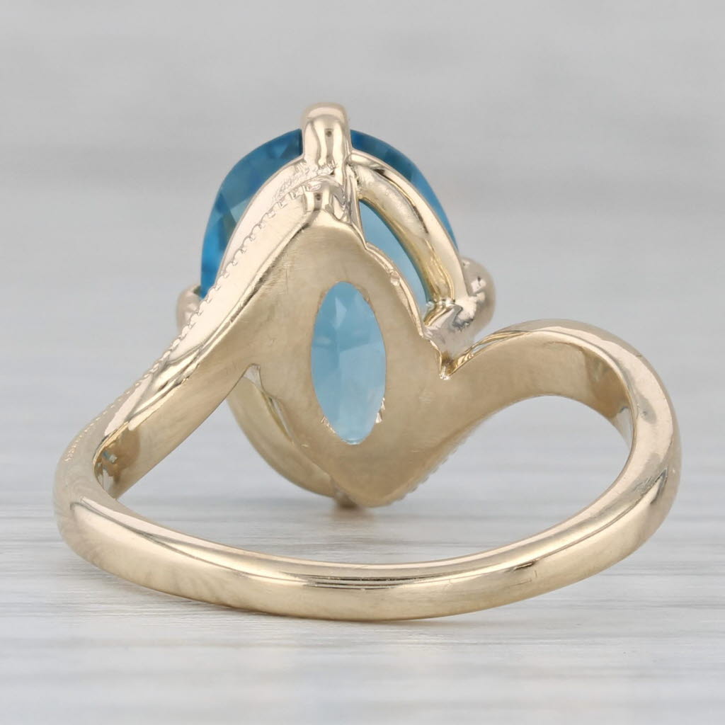 Gray New Blue Topaz Ring 10k Yellow Gold 7.25ct Oval Solitaire Size 7.75