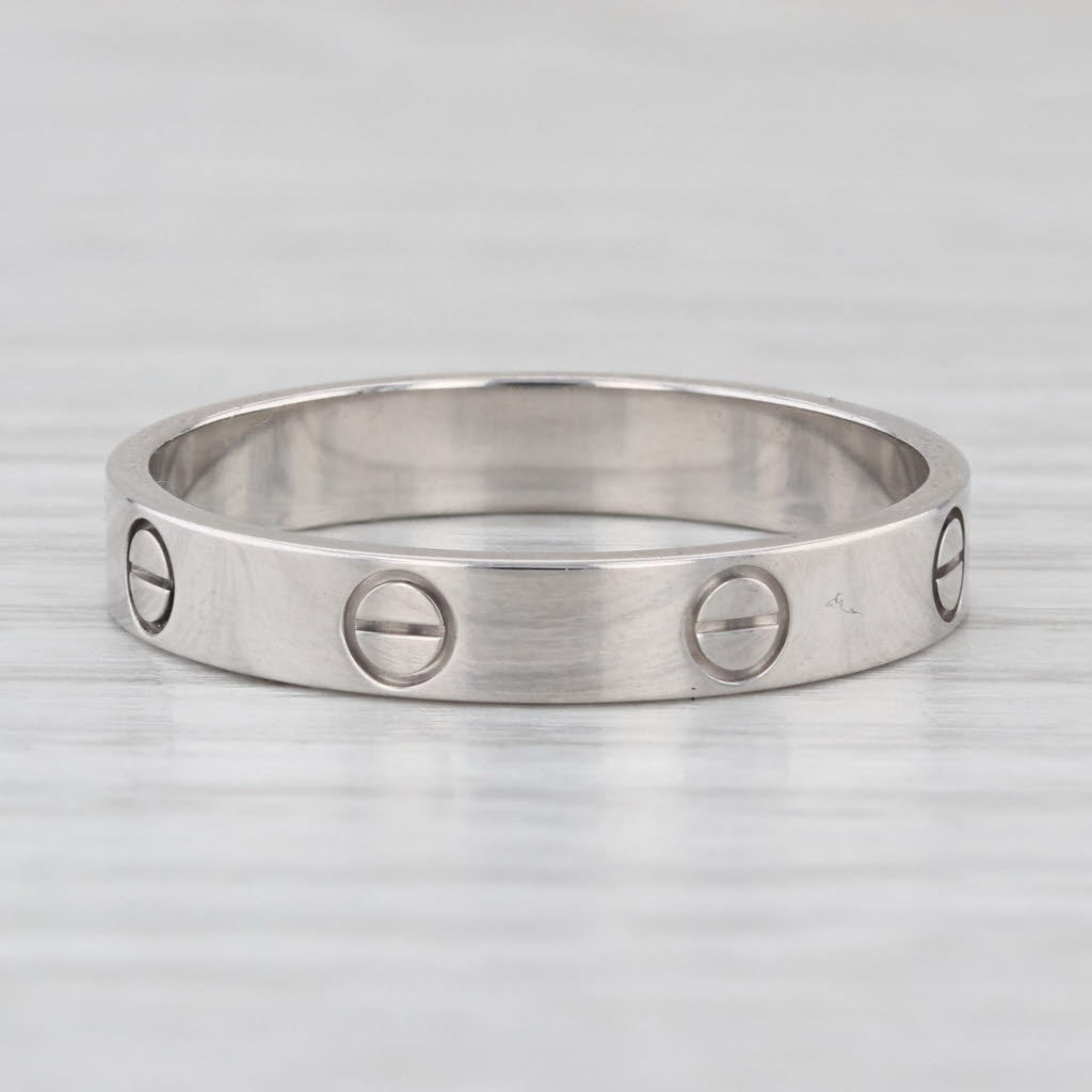 Vintage Cartier Ring 18k White Gold Band Size 9.5 61 Stackable Ring 3.5mm Mini