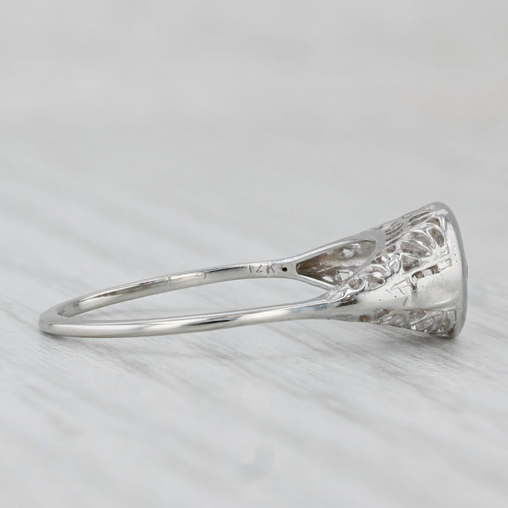 Light Gray Vintage Art Deco Diamond Solitaire Ring 14k White Gold Size 6.75