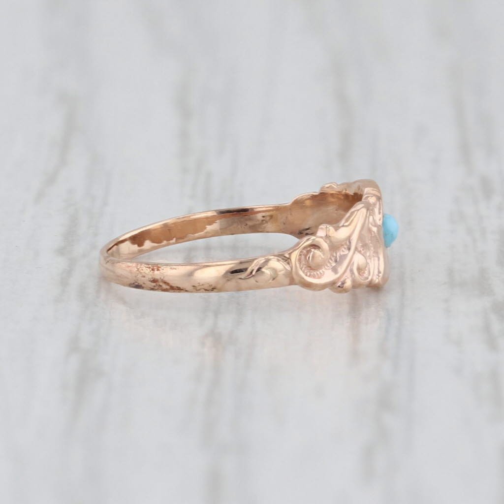 Antique Glass Baby Ring 10k Yellow Gold Small Size Band