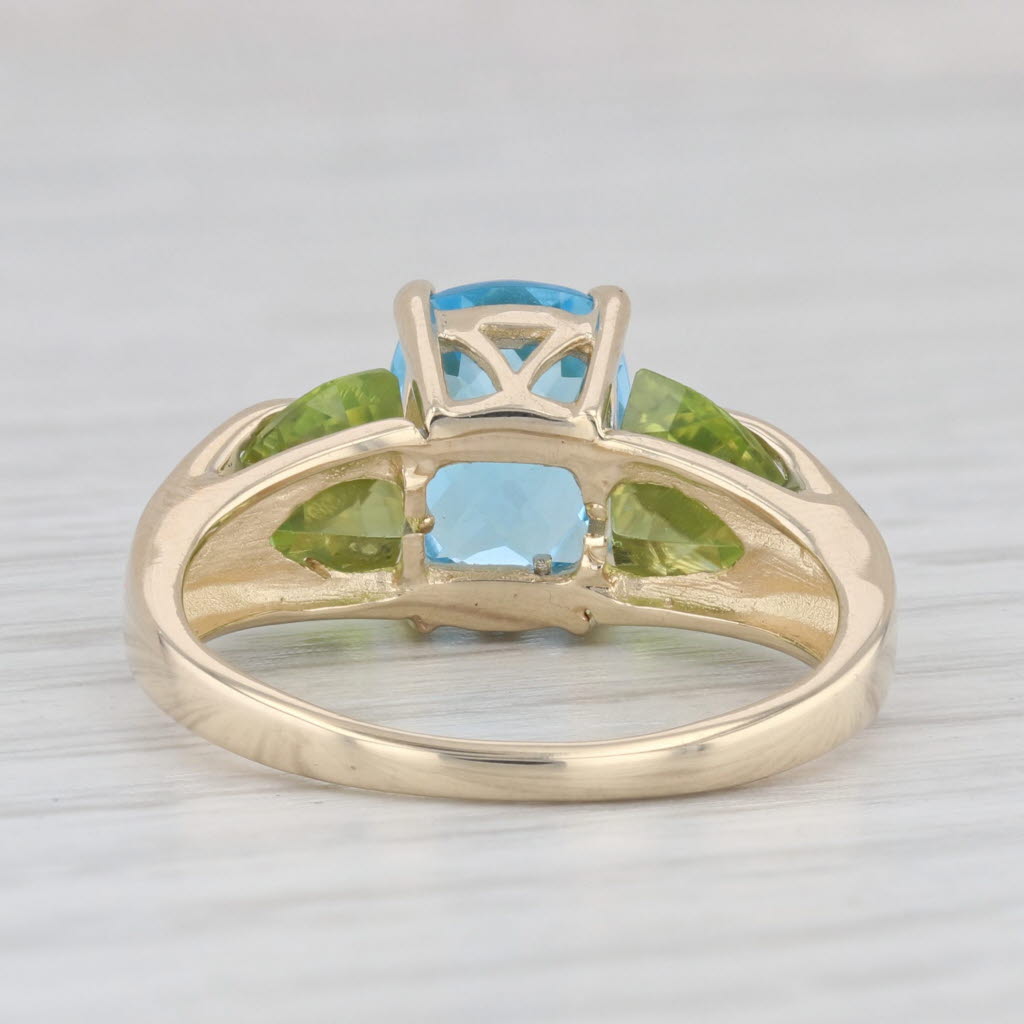 Light Gray 6.02ctw Blue Topaz Peridot Diamond Ring 14k Yellow Gold Size 7 Cathedral