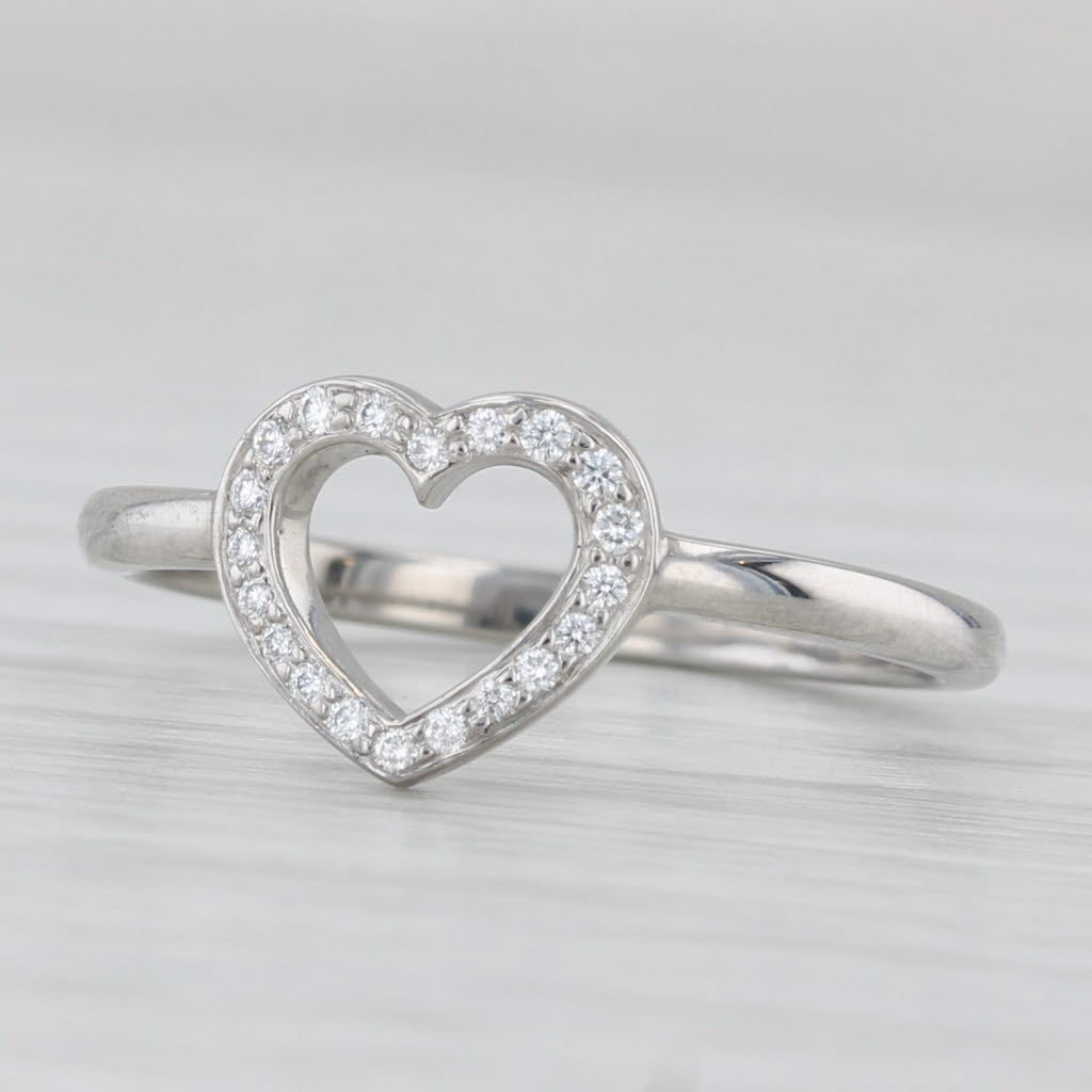 Light Gray Tiffany & Co Class Open Heart Ring w/ Box 950 Platinum Size 6.5
