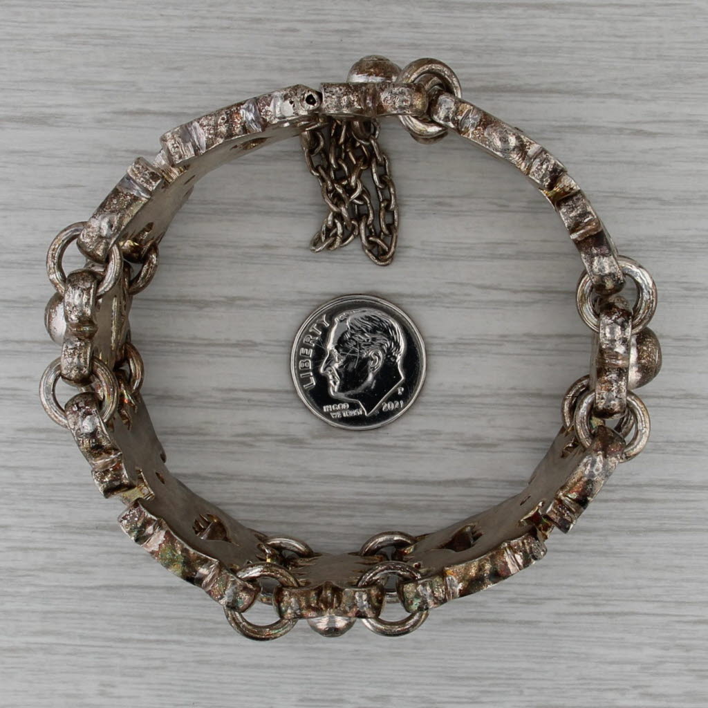 Antonio Pineda Taxco Bracelet 970 Silver Vintage Ornate Statement 7.5" 30mm