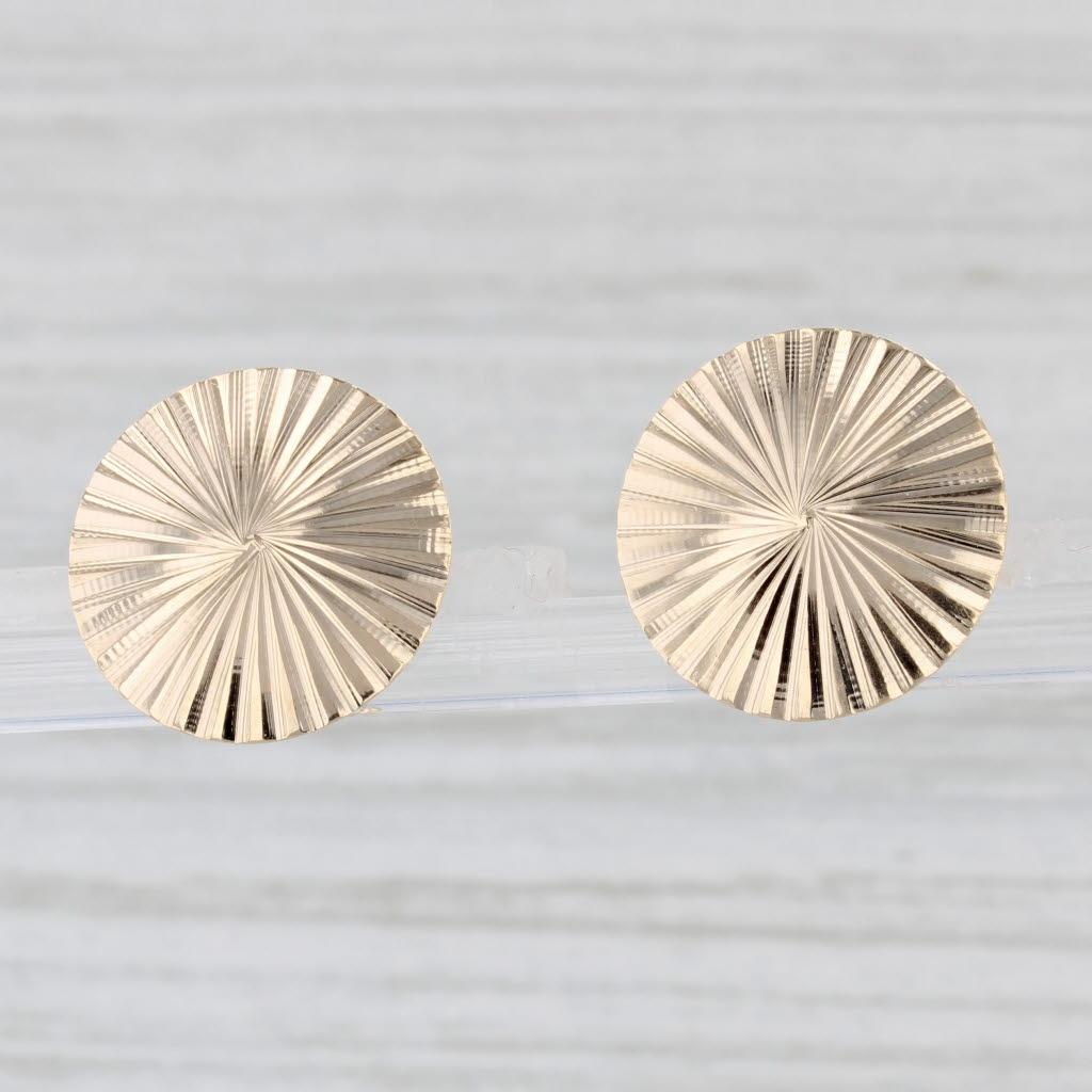 Light Gray Rayed Stud Earrings 14k Yellow Gold