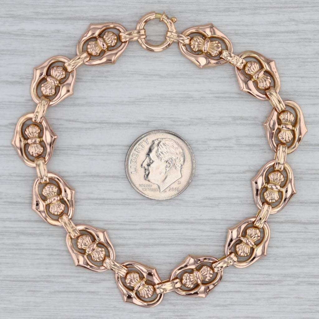 Gray Anchor Mariner Bracelet 18k Rose Gold 7.75" 12.2mm