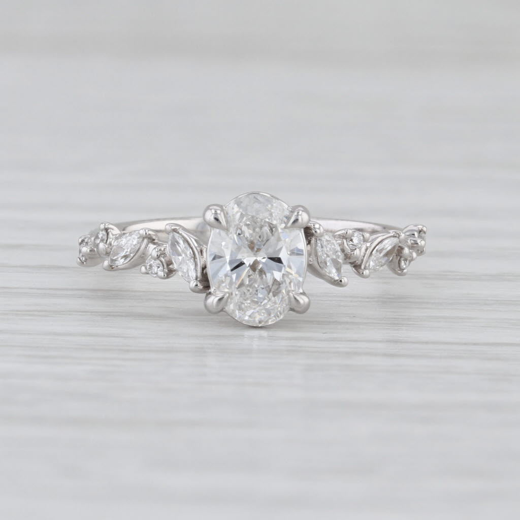IGI 1.06ctw Oval Lab Grown Diamond Engagement Ring 14k White Gold Size 6.25