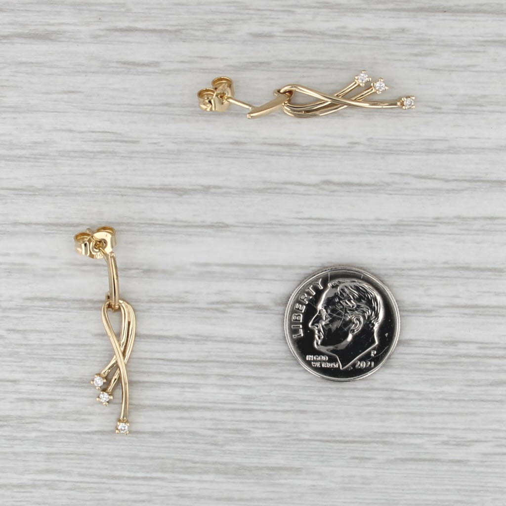 Diamond Shooting Star Dangle Earrings 18k Yellow Gold Drops