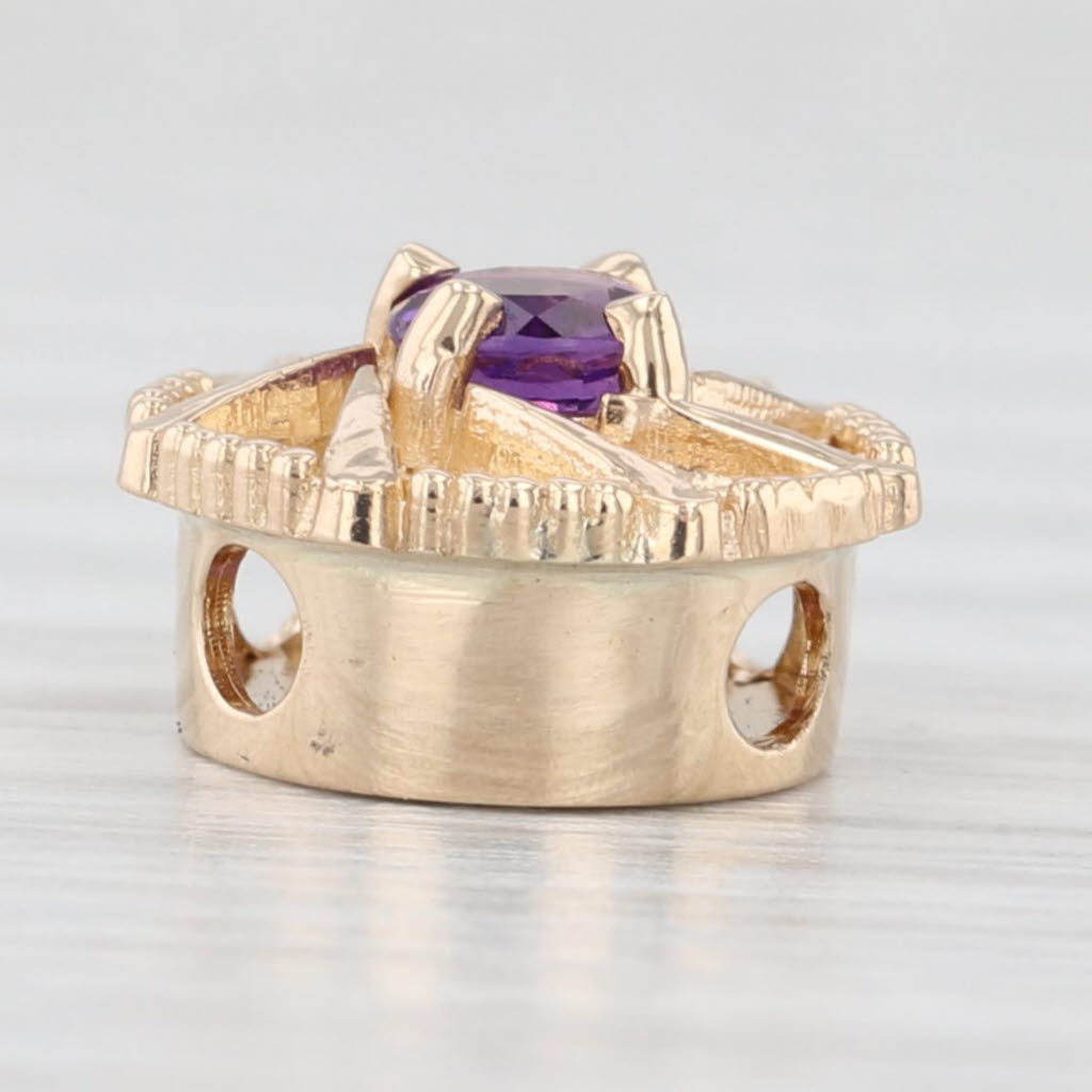 Light Gray 0.21ct Amethyst Solitaire Slide Bracelet Charm 14k Yellow Gold Richard Glatter