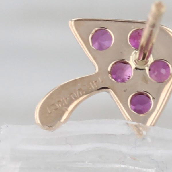Gray New 0.30ctw Ruby Mushroom Stud Earrings 14k Yellow Gold