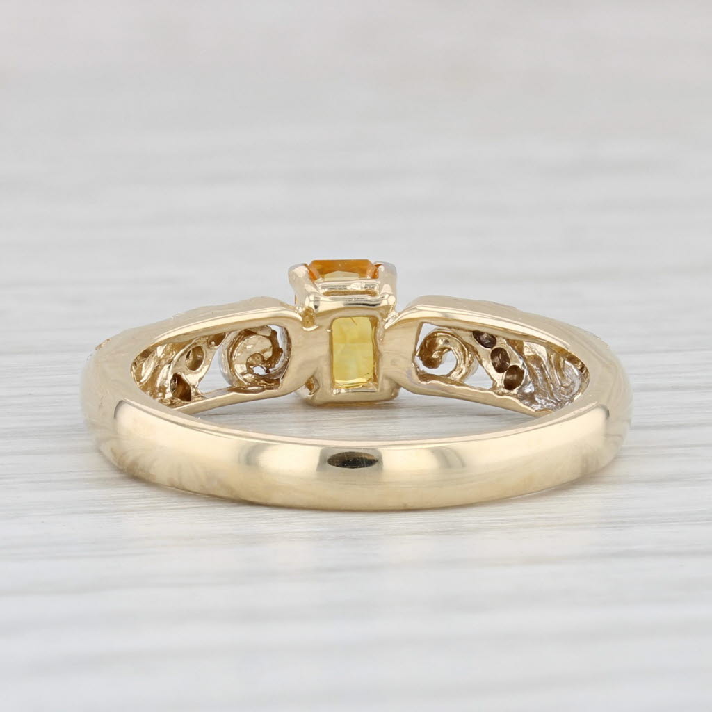 Light Gray 0.79ctw Yellow Sapphire Diamond Ring 14k Yellow Gold Size 8 Stackable