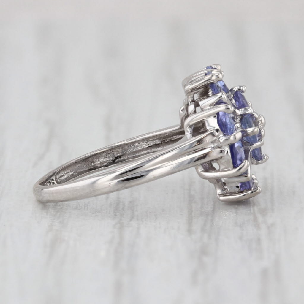 1.42ctw Tanzanite Flower Ring 14k White Gold Size 4.25