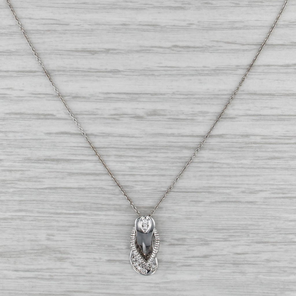 Roberto Coin Flip Flop Pendant Necklace 18k White Gold 16" Cable Chain