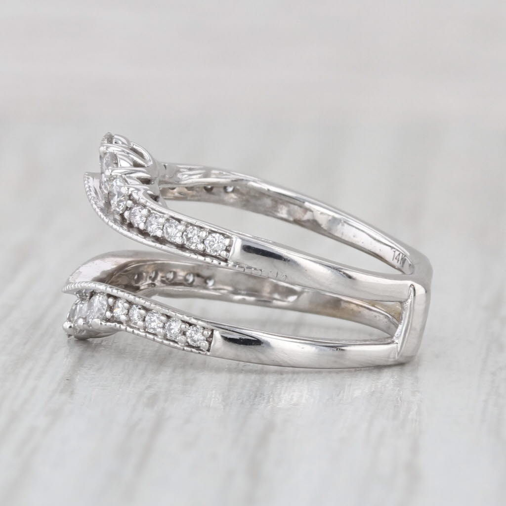 0.62ctw Diamond Ring Jacket Enhancer Guard Wedding Band 14k White Gold Size 4.5