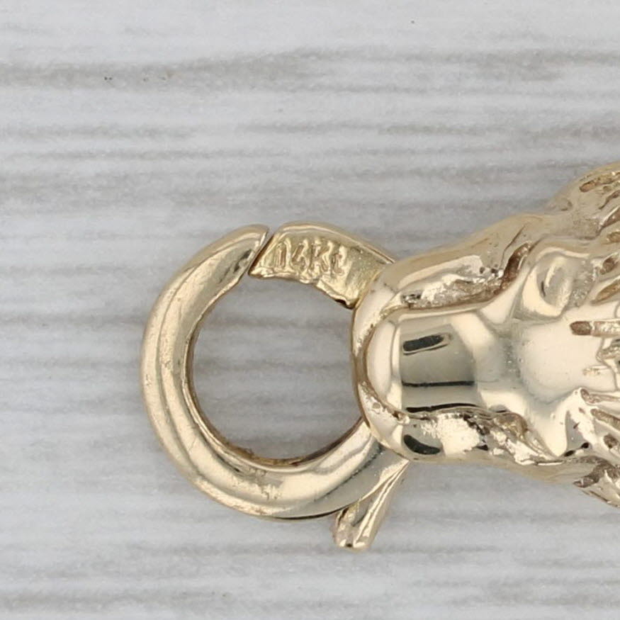 Gray Lion Heads Rope Chains Bracelet 14k Yellow Gold 7" Multistrand Statement