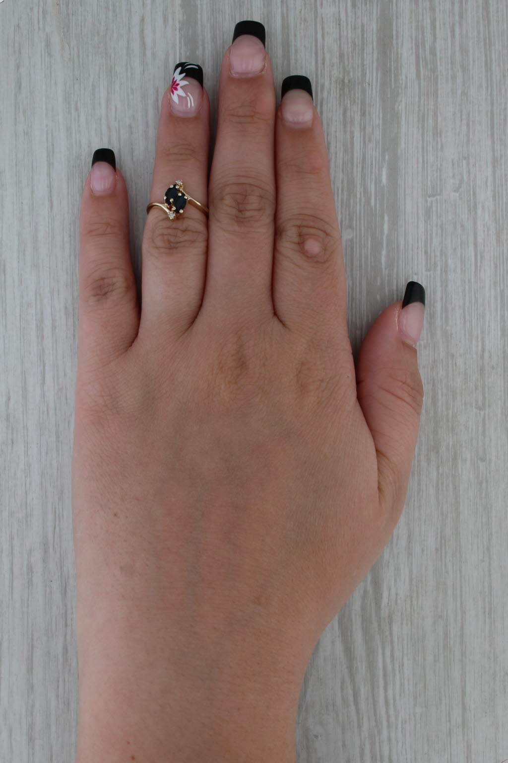 0.67ctw Blue Sapphire Diamond Bypass Ring 10k Yellow Gold Size 4.5
