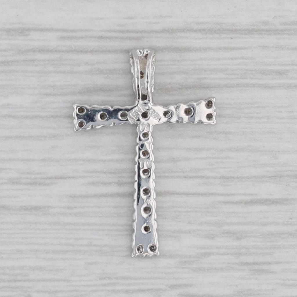 Gray 0.25ctw Diamond Cross Pendant 14k White Gold Religious Jewelry