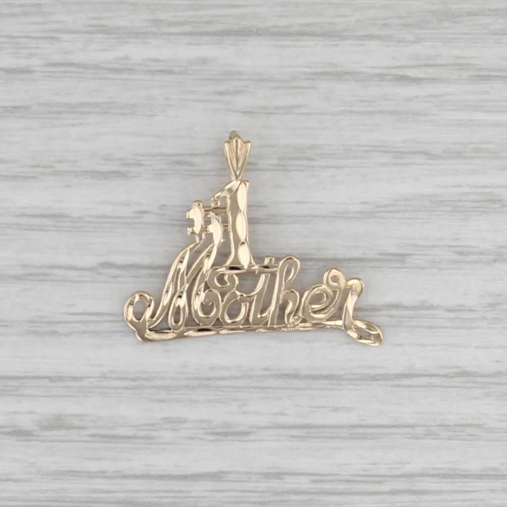 #1 Mother Pendant 14k Yellow Gold Gift Keepsake