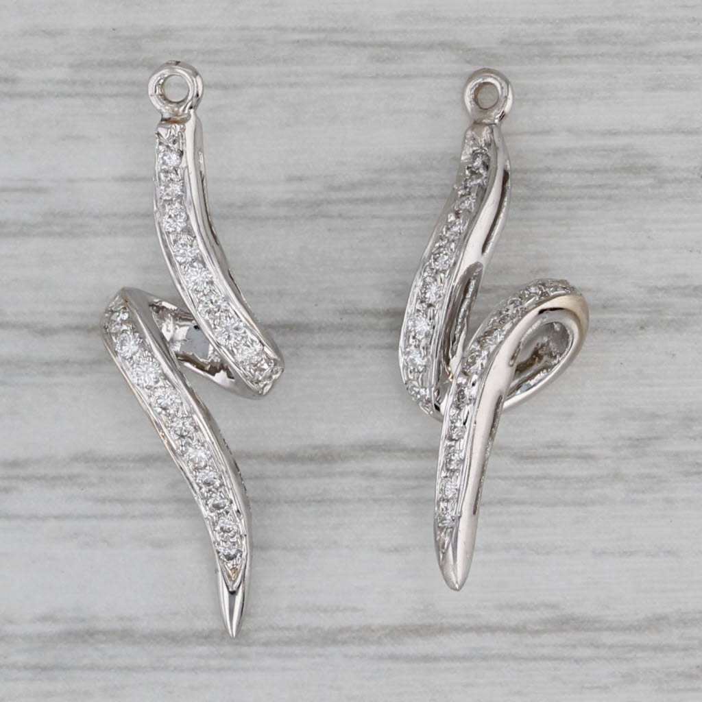 Gray 0.30ctw Diamond Swirl Dangle Earring Charms Enhancers 14k White Gold