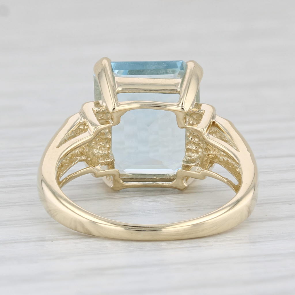 Light Gray 5ct Emerald Cut Aquamarine Solitaire Ring 14k Yellow Gold Size 6.25