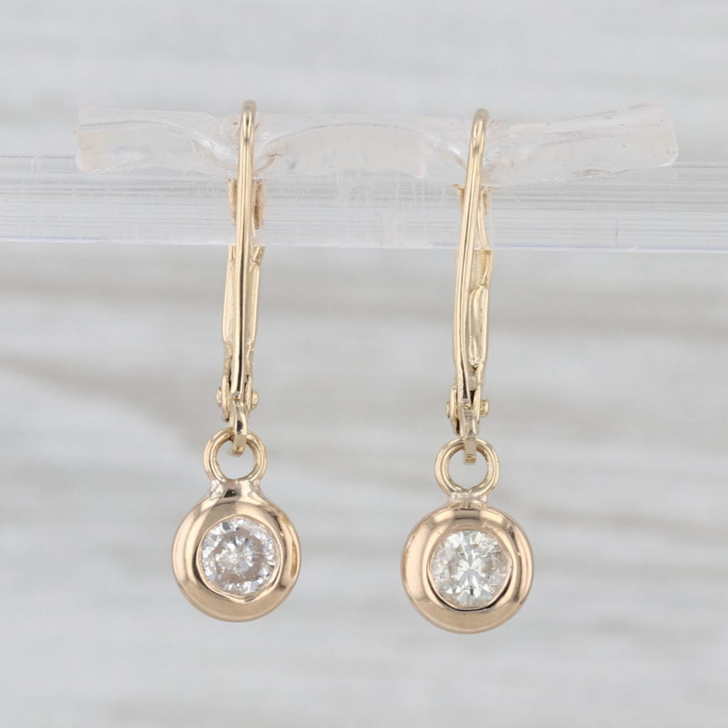 0.35ctw Diamond Solitaire Dangle Earrings 14k Yellow Gold Lever Backs