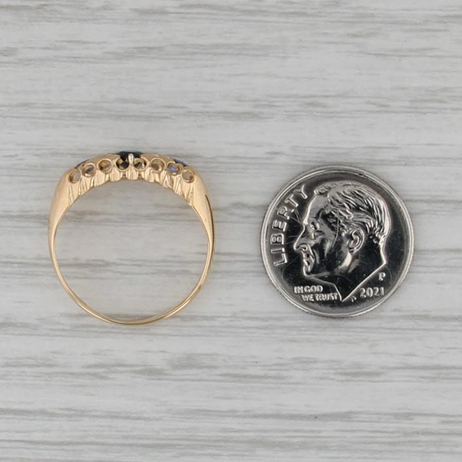 0.46ctw Blue Sapphire Diamond Ring 18k Yellow Gold Size 6.25