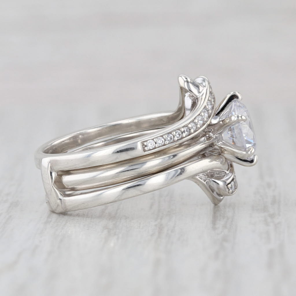 1.43ctw Cubic Zirconia Engagement Ring Wedding Guard Sterling Silver Size 6