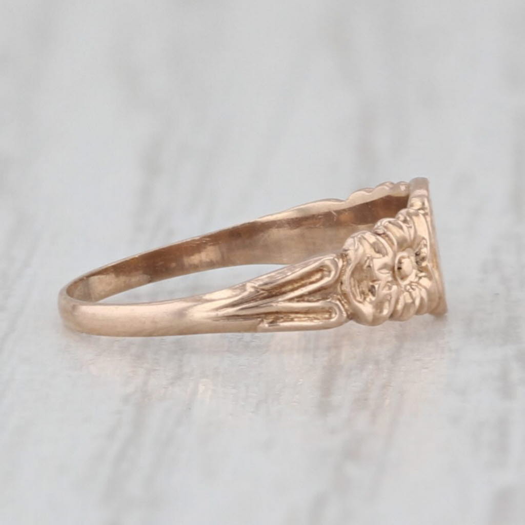 Engraved Initial Letter W Signet Ring 6k-8k Yellow Gold Antique Band