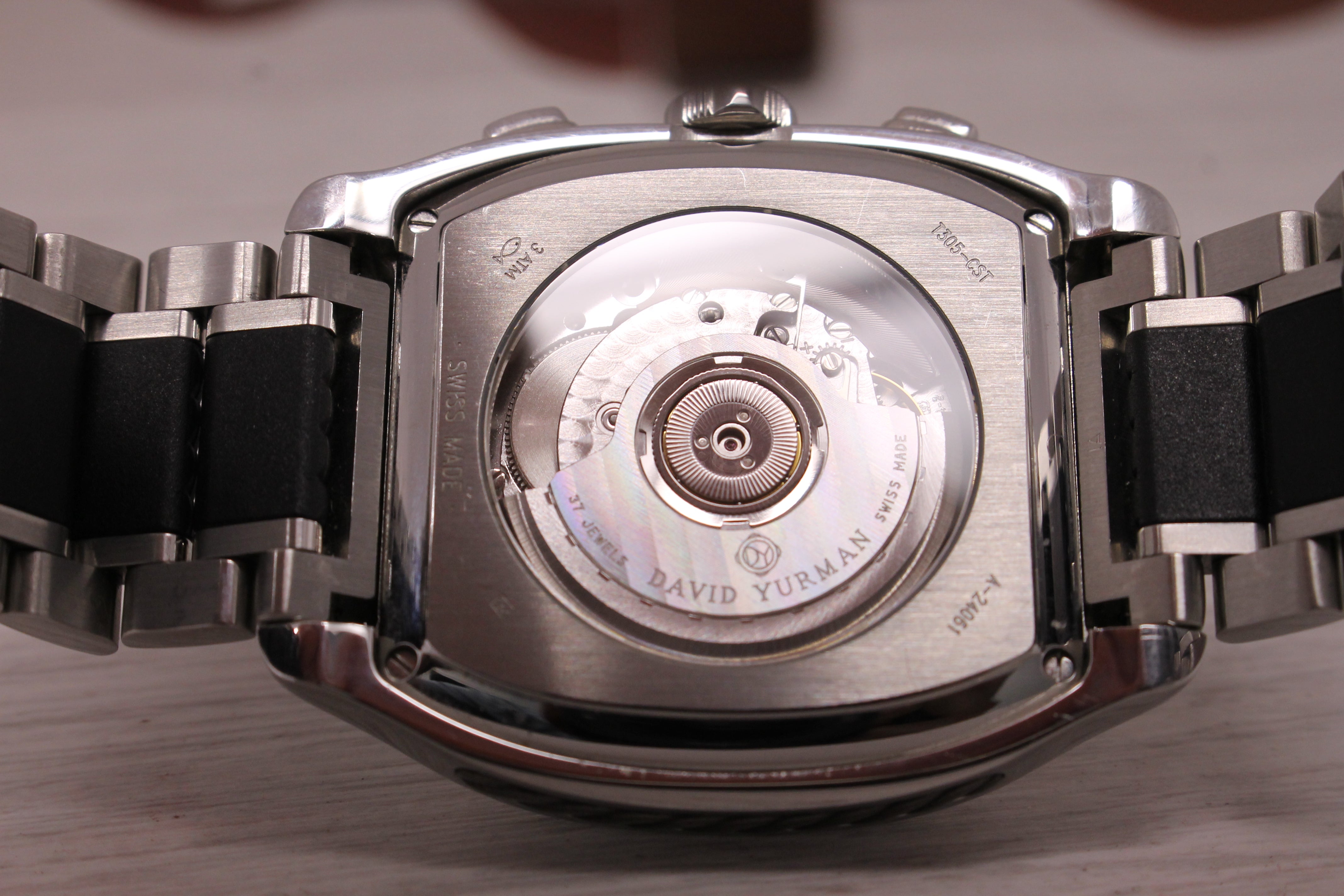 David Yurman T305 Mens 41mm Steel Automatic Chronograph Watch w/ Bracelet & Box