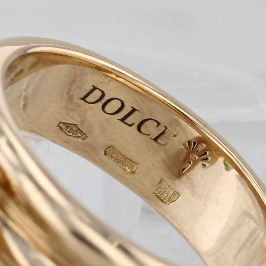 Gray 2 Peridots Abstract Charm Ring 18k Yellow Gold Size 6 Cocktail Dolce