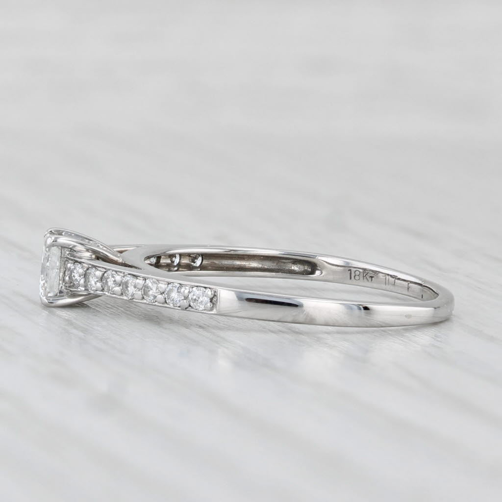 Light Gray 0.48ctw Princess Diamond Engagement Ring 18k White Gold Size 7.5