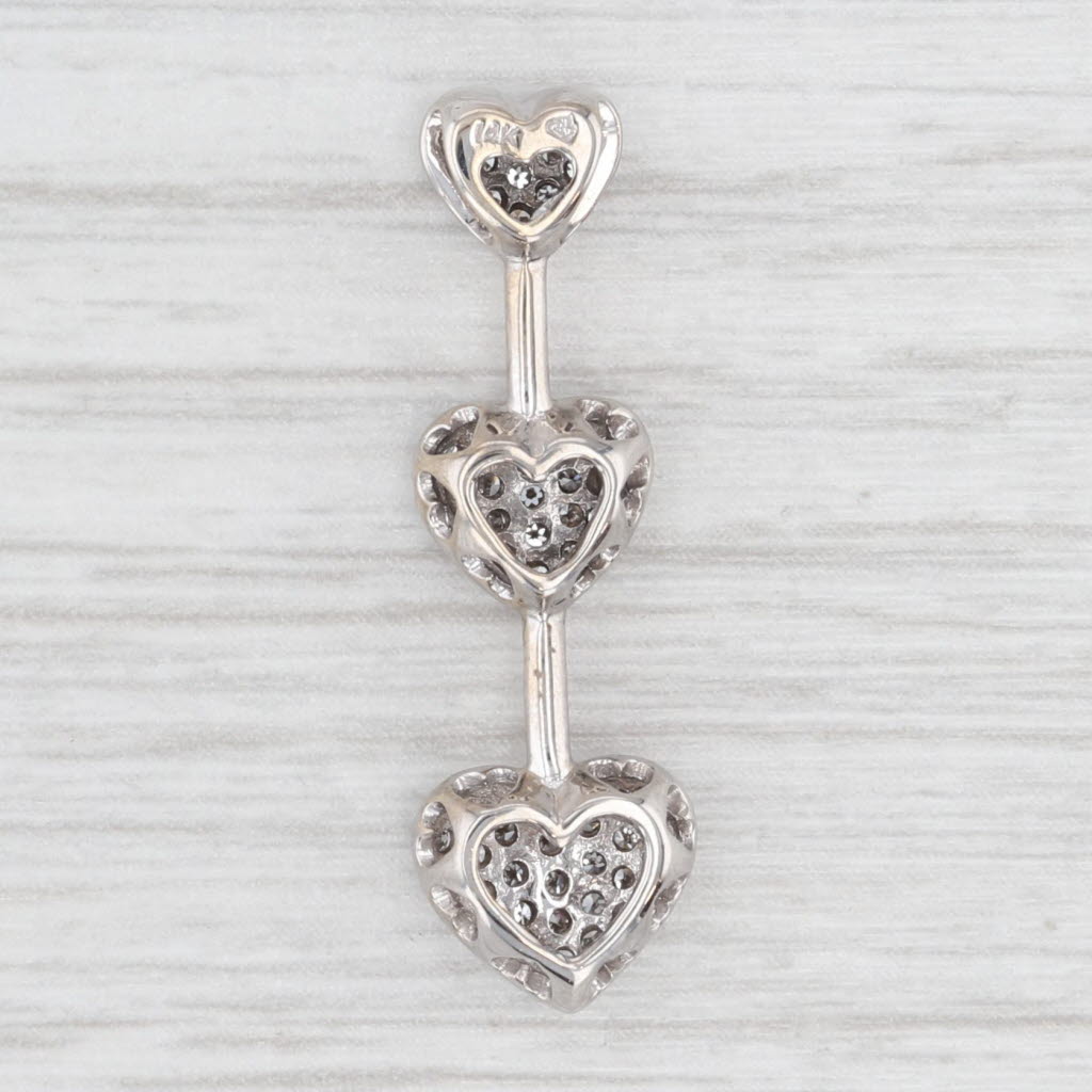 Light Gray 0.33ctw Diamond Journey Hearts Pendant 14k White Gold Floating Drop