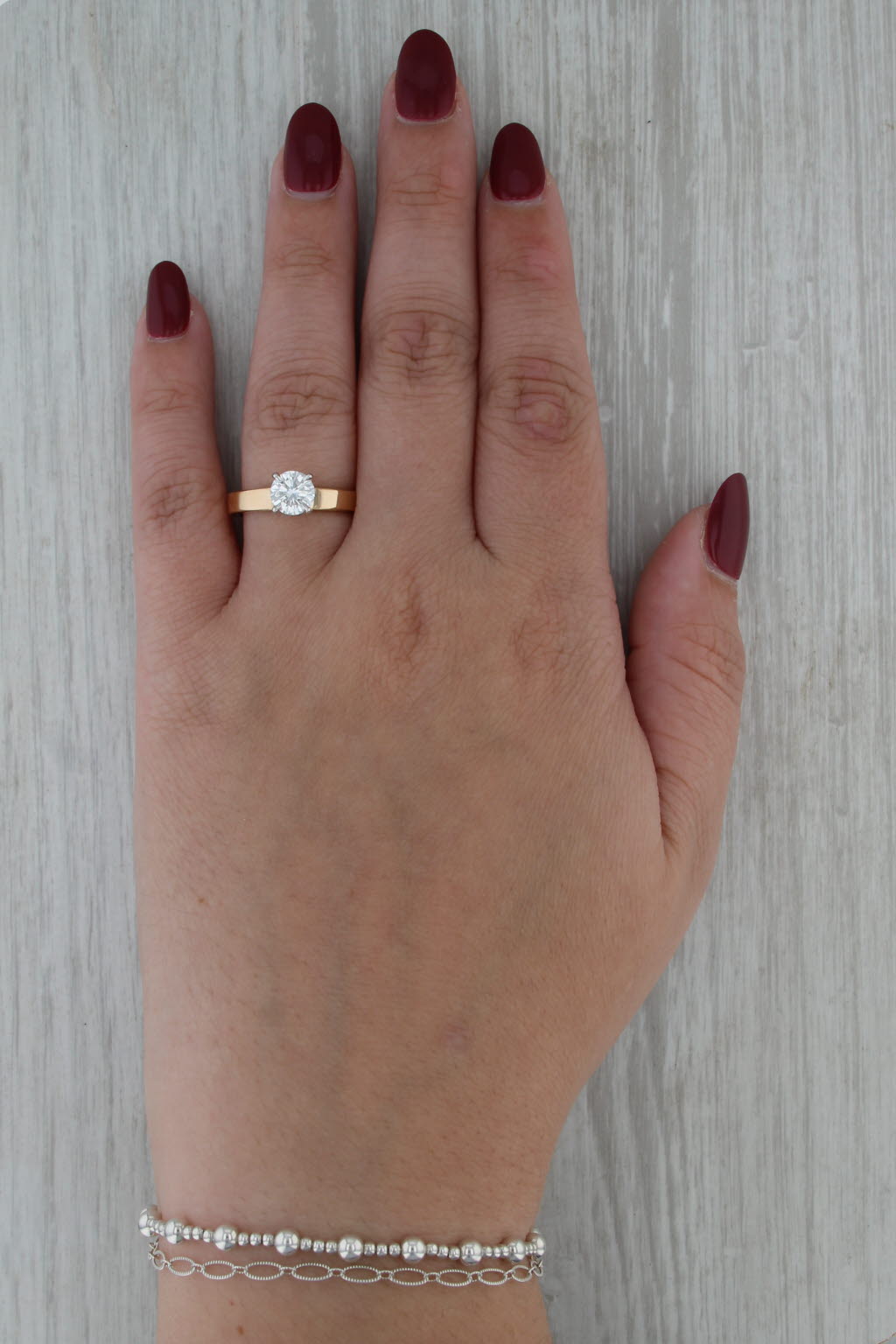 GIA 1.07ct VS2 H Diamond Solitaire Engagement Ring 18k Gold Size 8.25-8.5