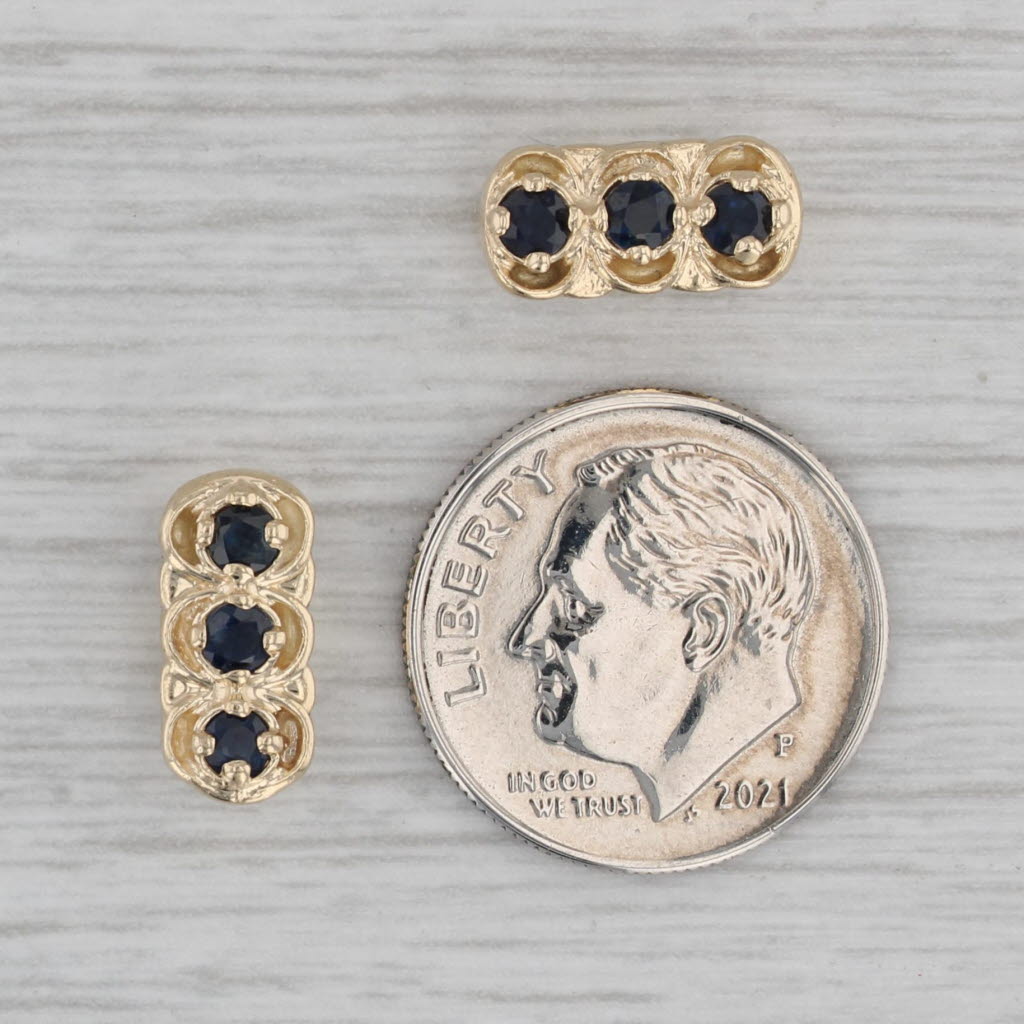 Gray Richard Klein Blue Sapphire Slide Charm Spacers 14k Yellow Gold Set of 2