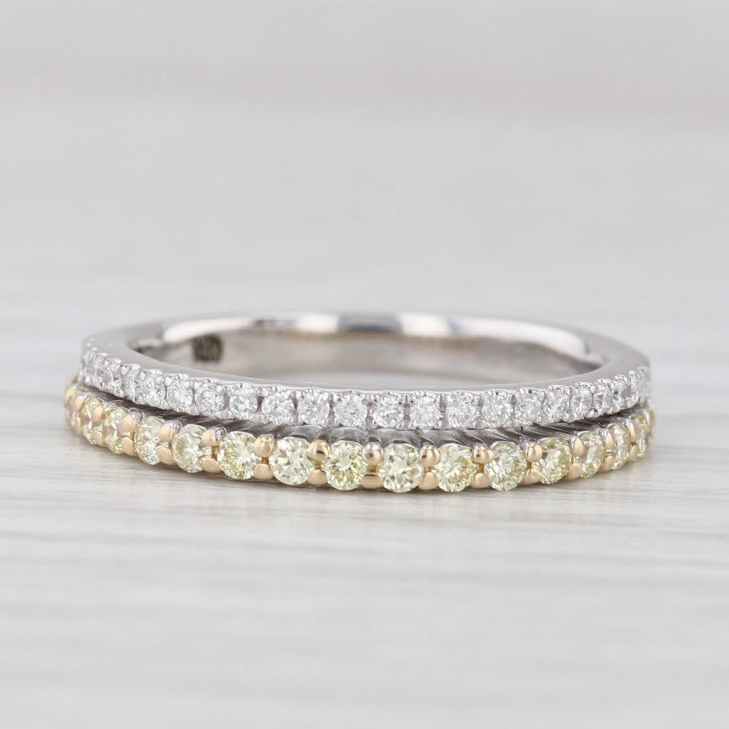 Light Gray 0.37ctw Diamond Wedding Band 14k White Yellow Gold Size 5.25 Stackable