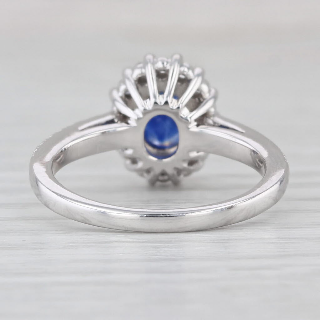 2.58ctw Blue Sapphire Diamond Halo Engagement Ring 14k White Gold Size 7