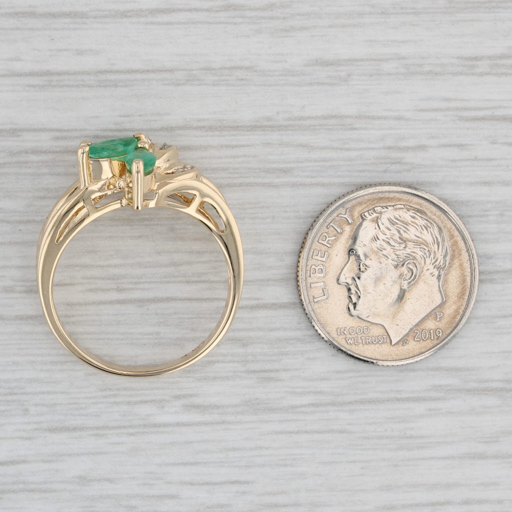 Gray 0.63ctw 3-Stone Emerald Diamond Ring 14k Yellow Gold Size 6.5