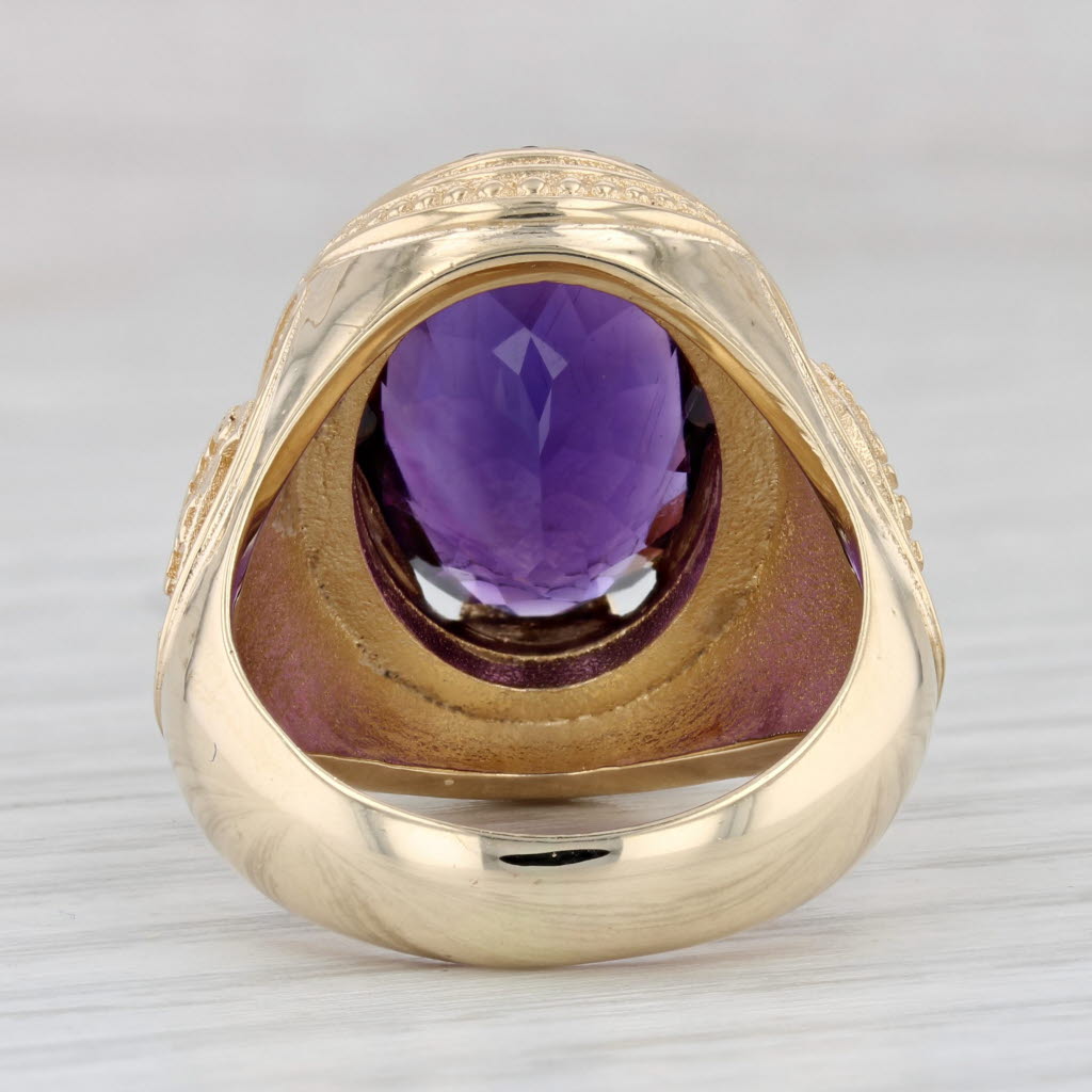 Light Gray 8.25ctw Oval Amethyst American Episcopal African Ring 14k Gold Church Keepsake