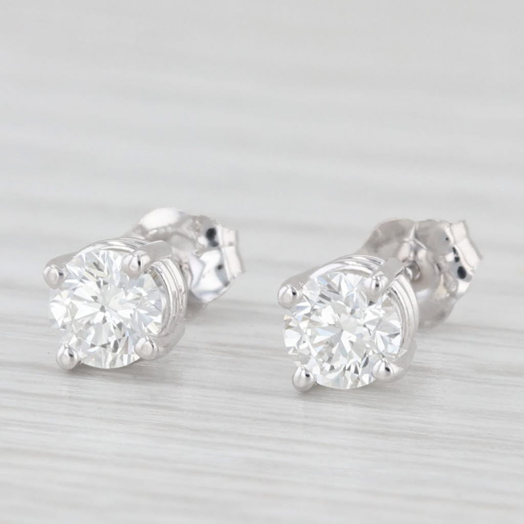 Light Gray New 0.58ctw Diamond Stud Earrings 14k White Gold Round Solitaire Studs