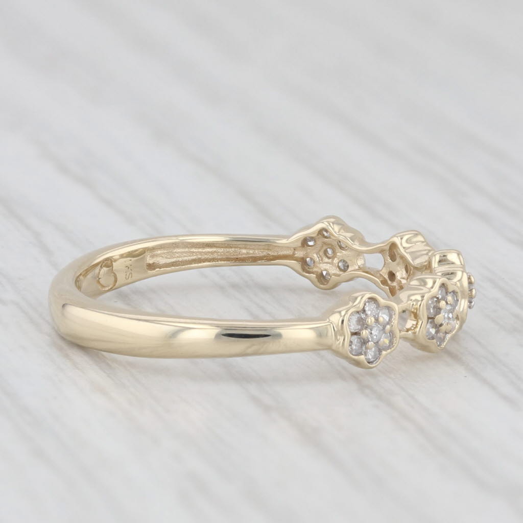 Light Gray Diamond Flower Cluster Ring 10k Yellow Gold Size 7 Stackable