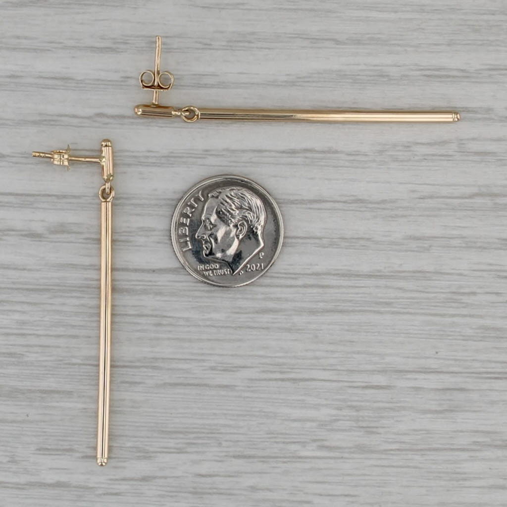 Bar Dangle Drop Earrings 14k Yellow Gold Pierced Dangles