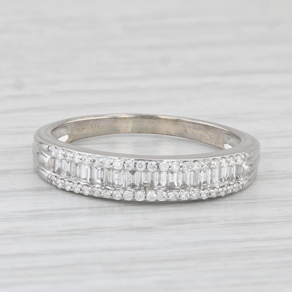 Light Gray 0.42ctw Diamond Wedding Band 10k White Gold Size 8.5 Stackable Anniversary Ring